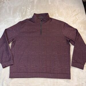 FX Fusion Mens XXL Printed Textured 1/4‎ Zip Sweater Bordeaux Purple New